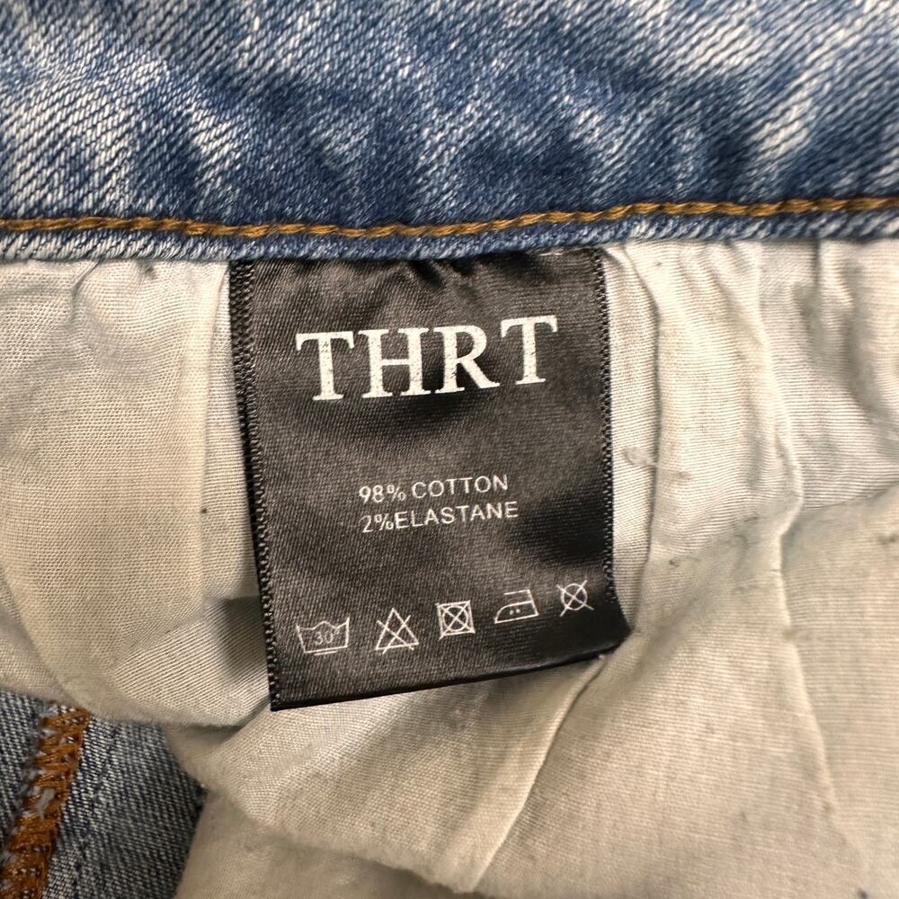 THRT Size 44 Men's Blue Light Wash Denim Jeans Distressed Splatter Streetwear - Picture 4 of 13